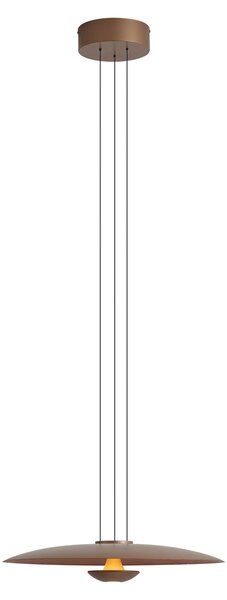 Moderní závěsná lampa bronzová s ořechovým dřevem vč. stmívatelné LED - Smith