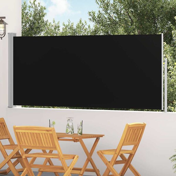 Zatahovací boční markýza / zástěna 117x300 cm černá