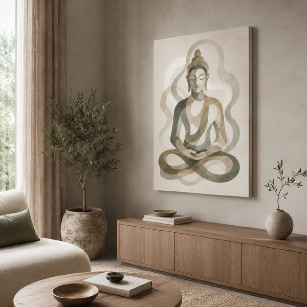 Obraz na plátně - Buddha Jemné spojení FeelHappy.cz Rozměr (Šířka/Výška): 30 x 40 cm