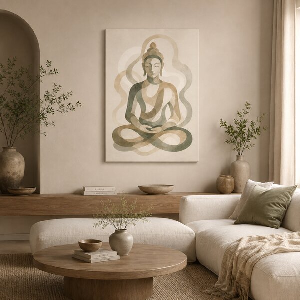Obraz na plátně - Buddha Jemné spojení FeelHappy.cz Rozměr (Šířka/Výška): 30 x 40 cm