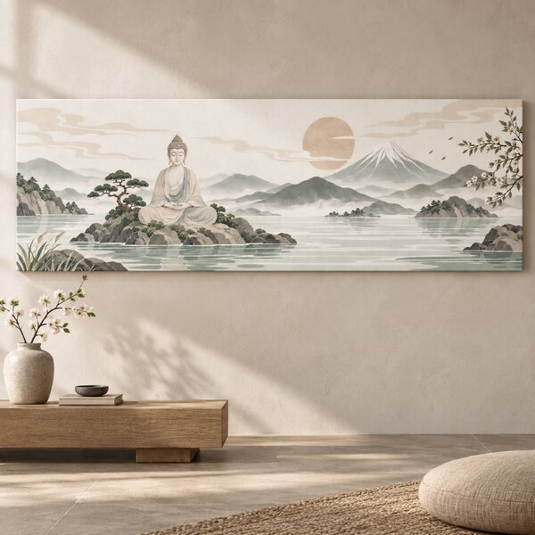 Obraz na plátně - Buddha Japonský ostrůvek FeelHappy.cz Rozměr (Šířka/Výška): 60 x 20 cm