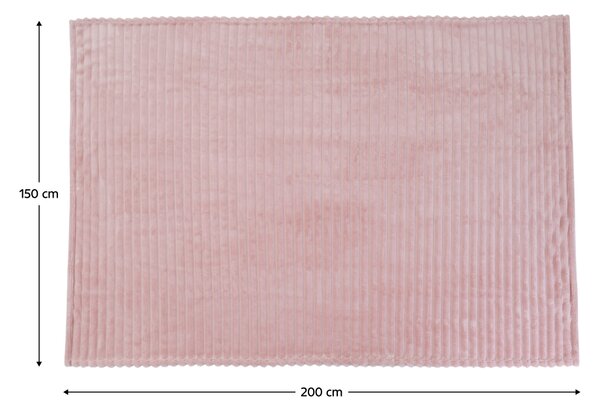 KONDELA Plyšová pruhovaná deka, růžová, 150x200, ORVIN