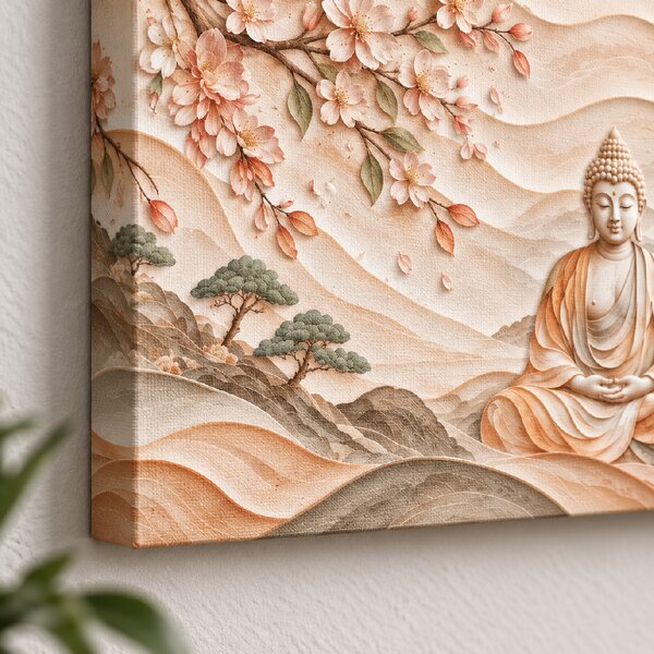 Obraz na plátně - Buddha Japonské slunce FeelHappy.cz Rozměr (Šířka/Výška): 60 x 20 cm