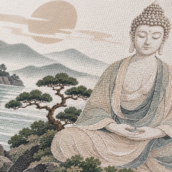 Obraz na plátně - Buddha Japonský ostrůvek FeelHappy.cz Rozměr (Šířka/Výška): 60 x 20 cm