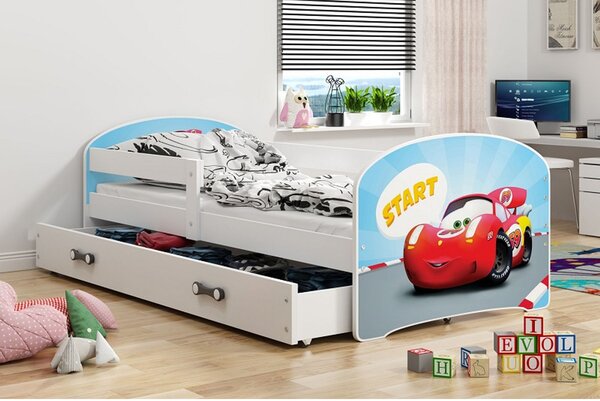 Dětská postel LUKI 160x80 cm Bílá Cars