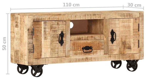 TV stolek hrubé mangovníkové dřevo 110 x 30 x 50 cm 243983