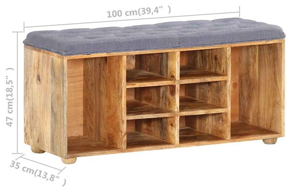 Lavice do předsíně 100 x 35 x 47 cm masivní mangovníkové dřevo 285891