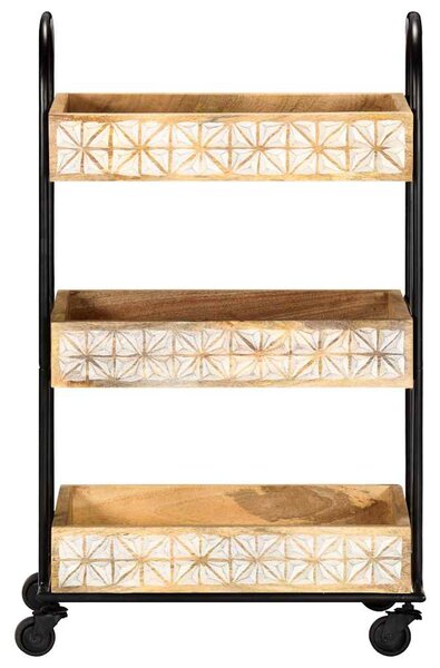 Kuchyňský vozík 3patrový 46 x 30 x 76 cm masivní mangovník 289093