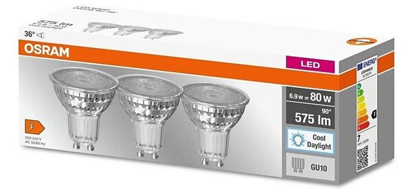 SADA 3x LED Žárovka PAR16 GU10/6,9W/230V 6500K - Osram
