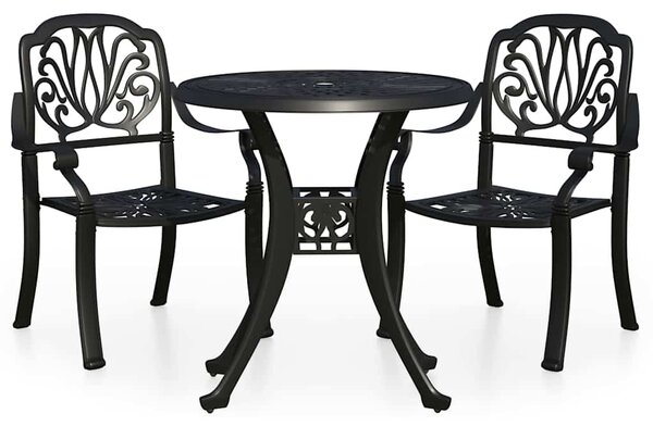 3dílný bistro set litý hliník černý 3070572