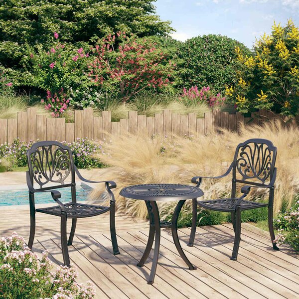 3dílný bistro set litý hliník černý 3070566