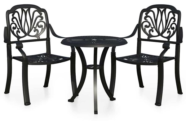 3dílný bistro set litý hliník černý 3070566