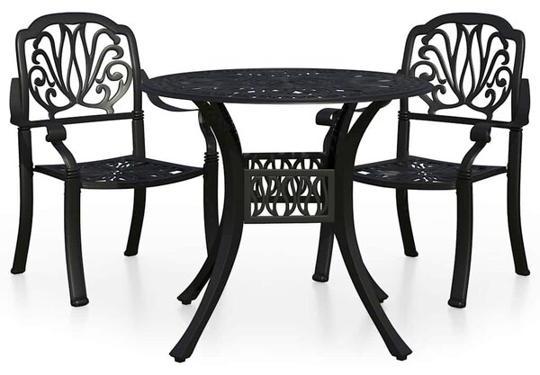 3dílný bistro set litý hliník černý 3070575