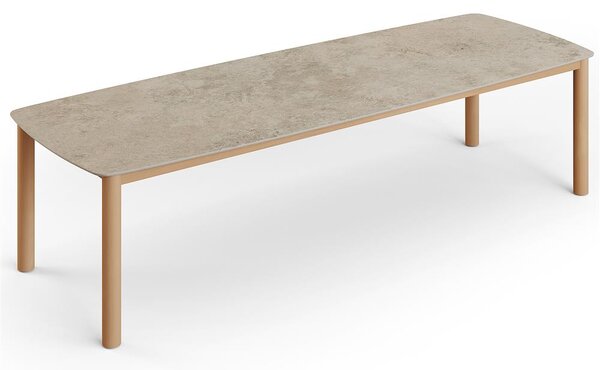 Jati Kebon Jídelní stůl Benoa, Jati Kebon, obdélníkový 300x105 cm, rám teak, deska keramika 12mm dekor Paladium Grey
