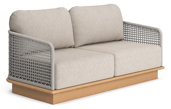 Jati Kebon Pohovka 2-místná Acri, Jati Kebon, 163x80x67 cm, rám teak, výplet lanko 14 mm barva linnen, bez sedáků