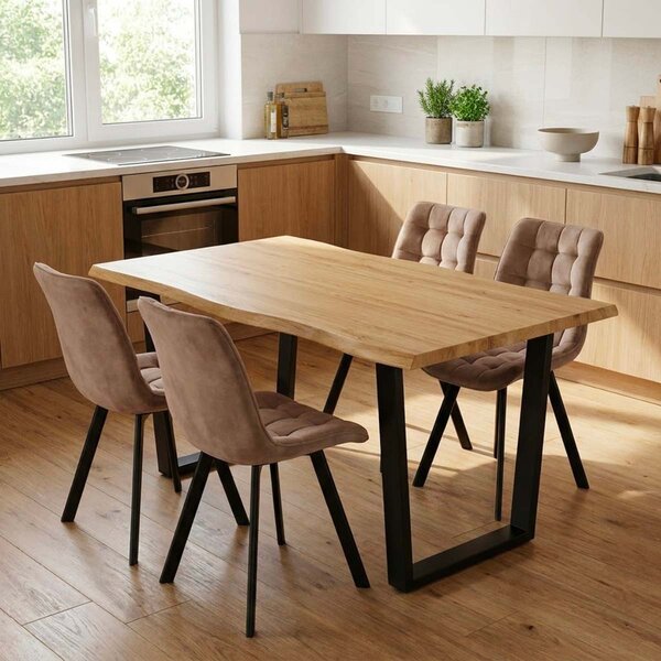 Vikio Jídelní set pro 4 osoby 160x90 cm dub noha U béžová židle VJS156-4BE-S