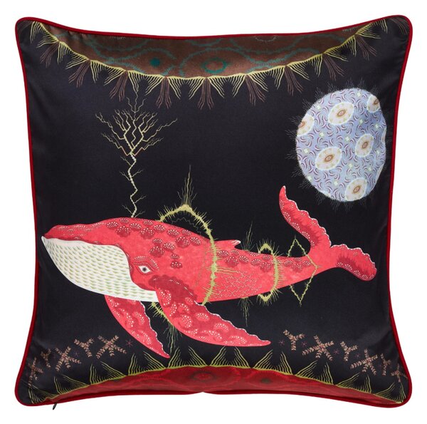 Povlak na polštář Cosmic Whale with Lilac Planet 60x60, černo-růžový