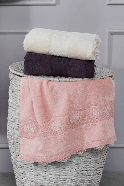 Ručník STELLA s krajkou 50x100cm - Růžová Rose, Soft Cotton