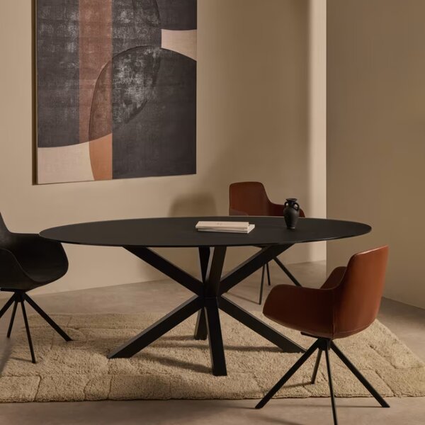 Černý skleněný jídelní stůl Kave Home Argo 200 x 100 cm