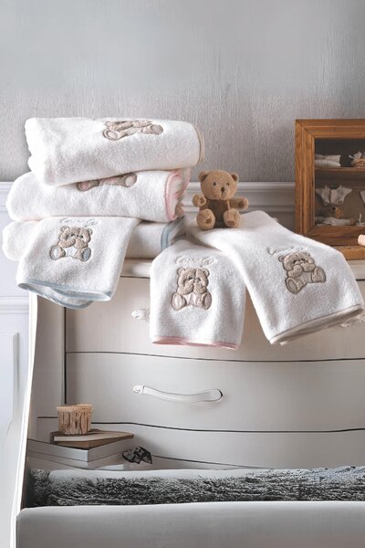 Dětská dárková sada ručník a osuška LOVELY, 2 ks - Bílá / Růžová, Tivolyo Home