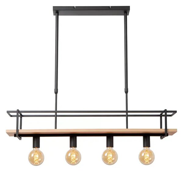Lucide Závěsné svítidlo na květiny MILONGA, černá, d. 100cm, š. 20 cm , v. max. 130 cm, 4xE27