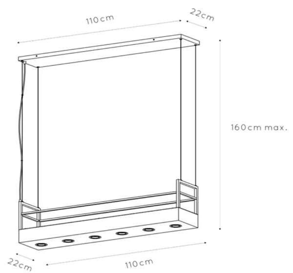 Lucide Závěsné svítidlo na květiny MIRAVELLE, d. 110cm, š. 22 cm , v. max. 160 cm, 6xGU10 Barva: Bílá