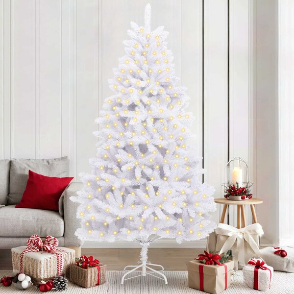 Umělý vánoční stromeček 300 LED PVC a ocel Bílá 3210116