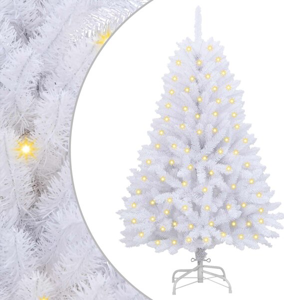 Umělý vánoční stromeček 150 LED PVC a ocel Bílá 3210079