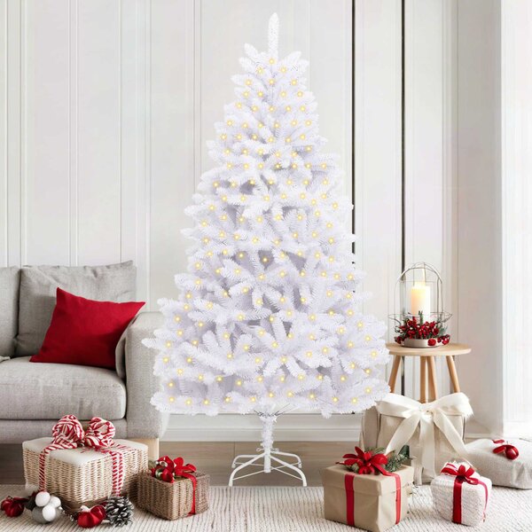 Umělý vánoční stromeček 300 LED PVC a ocel Bílá 3210115