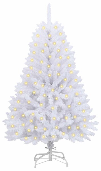 Umělý vánoční stromeček 150 LED PVC a ocel Bílá 3210079