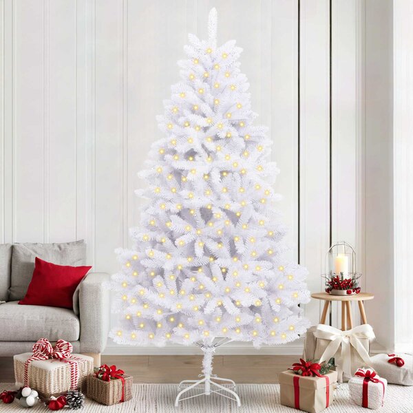 Umělý vánoční stromeček 300 LED PVC a ocel Bílá 3210117