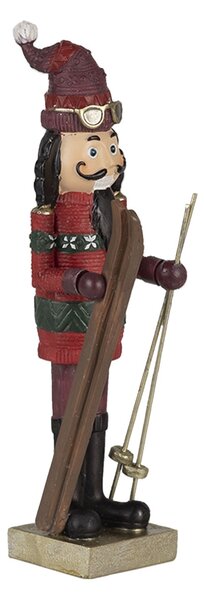 2ks Vánoční dekorativní soška Louskáčka s lyžemi - 6*5*17 cm - Clayre & Eef