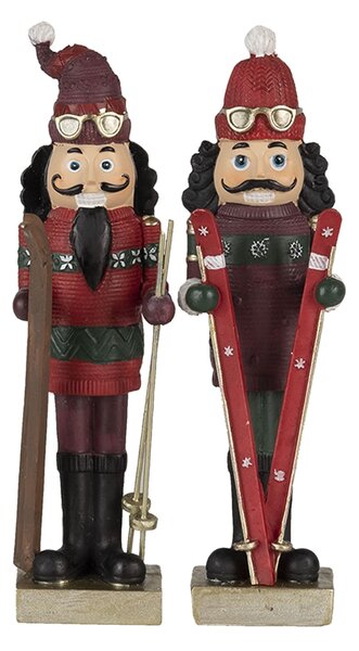 2ks Vánoční dekorativní soška Louskáčka s lyžemi - 6*5*17 cm - Clayre & Eef