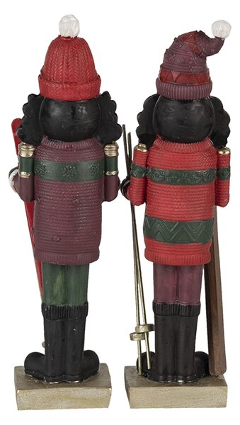 2ks Vánoční dekorativní soška Louskáčka s lyžemi - 6*5*17 cm - Clayre & Eef