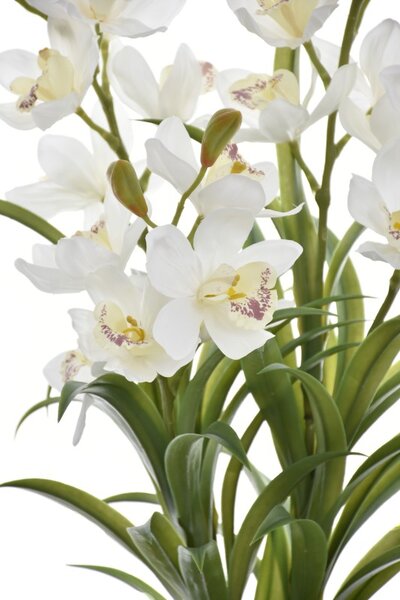 Umělá květina Orchidea v květináči 85 cm, bílá LA726