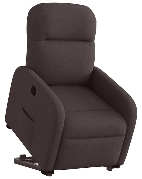 Elektrické zvedací polohovací křeslo tmavě hnědé textil 3302997