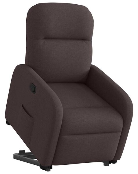 Zvedací polohovací křeslo tmavě hnědé textil 3302977