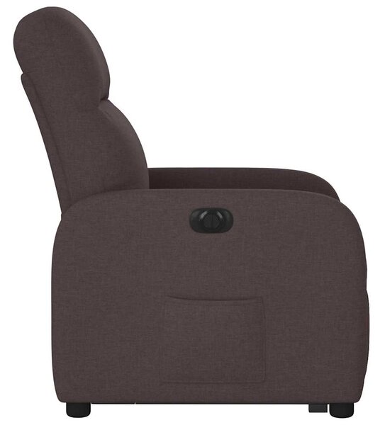 Elektrické zvedací polohovací křeslo tmavě hnědé textil 3302997
