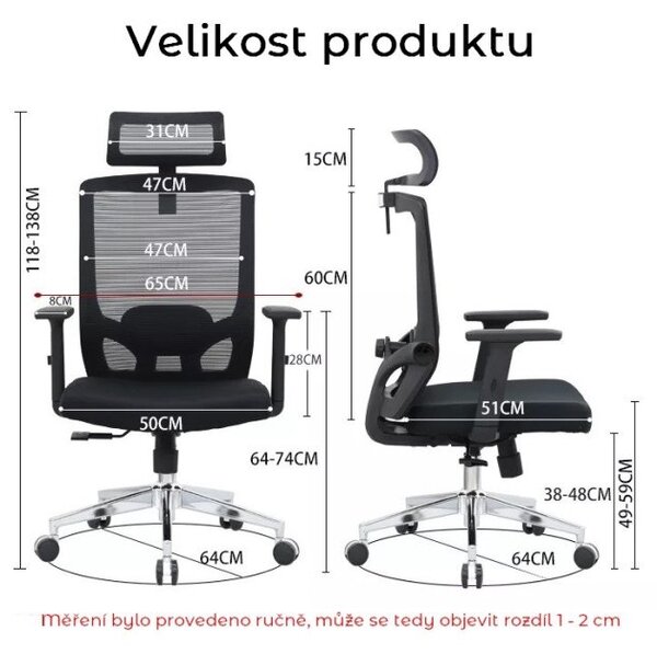 Kancelářská ergonomická židle Neoseat GRANDINI — černá, nosnost 150 kg