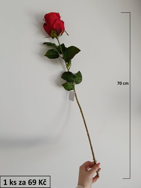 Umělá květina Růže 70 cm, více barev Barva: Bílo-zelená ART004