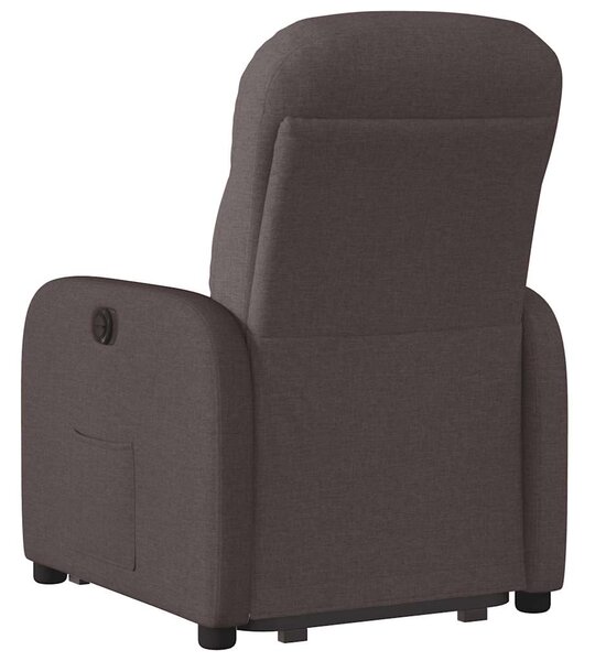 Zvedací polohovací křeslo tmavě hnědé textil 3302977