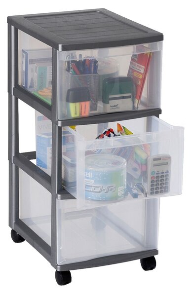 SUNDIS Úložný box se 3 zásuvkami, antracit, OFFICEMIX - MAXI