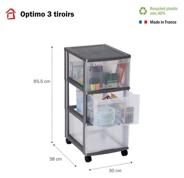 SUNDIS Úložný box se 3 zásuvkami, antracit, OFFICEMIX - MAXI