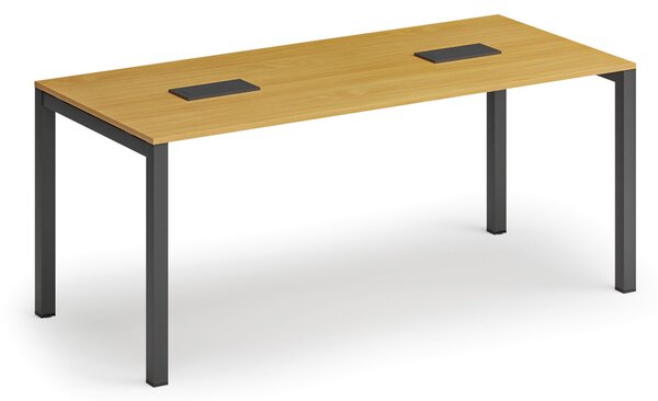Jednací stůl PRIMO SQUARE, 180x80 cm, buk + 2x stolní zásuvka TYP I, černá