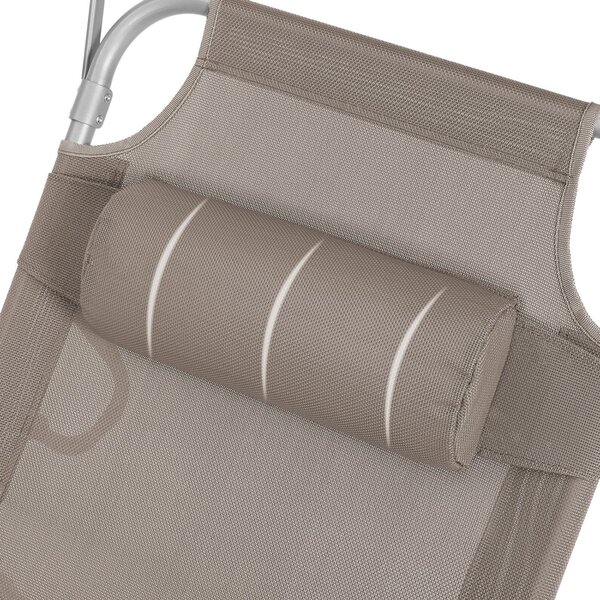 Zahradní lehátko LAGUNA s nastavitelnou clonou, 193x53x29cm, hnědošedá (taupe) SongmicsHome