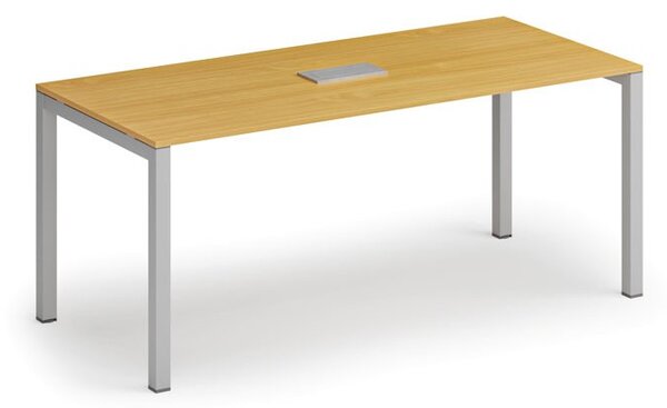Jednací stůl PRIMO SQUARE, 180x80 cm, buk + stolní zásuvka TYP VI, stříbrná