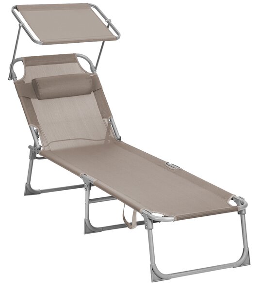 Zahradní lehátko LAGUNA s nastavitelnou clonou, 193x53x29cm, hnědošedá (taupe) SongmicsHome