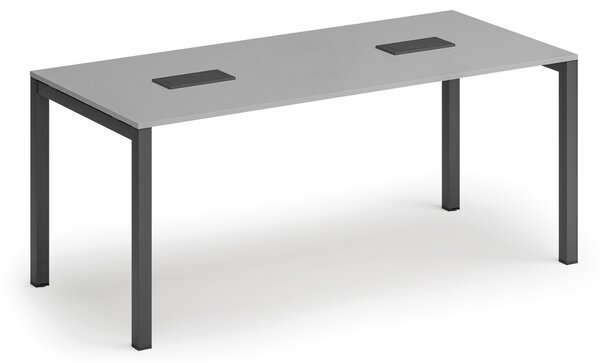 Jednací stůl PRIMO SQUARE, 180x80 cm, šedá + 2x stolní zásuvka TYP I, černá