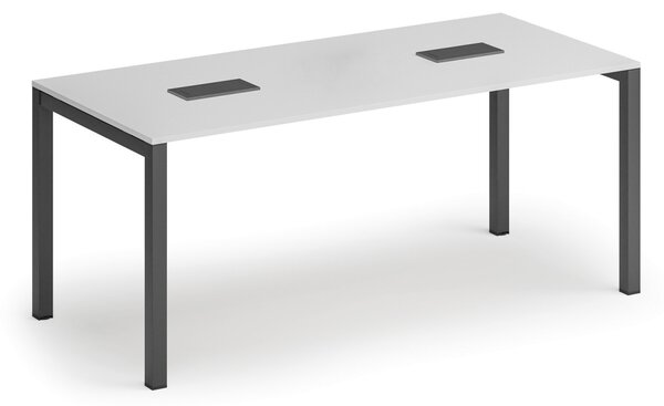 Jednací stůl PRIMO SQUARE, 180x80 cm, bílá + 2x stolní zásuvka TYP I, černá