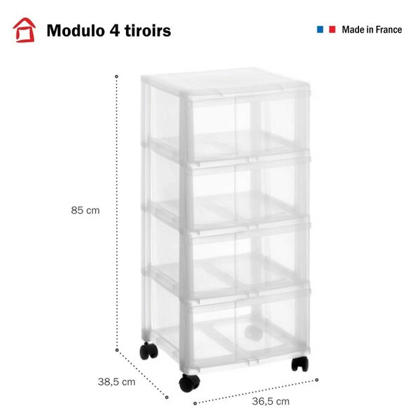 SUNDIS Úložný box se 4 zásuvkami, transparentní, ORGAMIX - MAXI